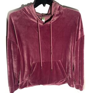 Green Tea Women's Dusty Rose Velour Cozy Hoodie with Kangaroo Pocket SizeXL